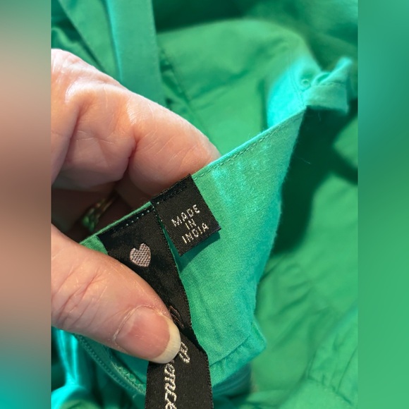 Influence Open Back Tiered Midi Dress Green Puff Sleeve Plus Sz 22 Cruise Vacay - Picture 9 of 14